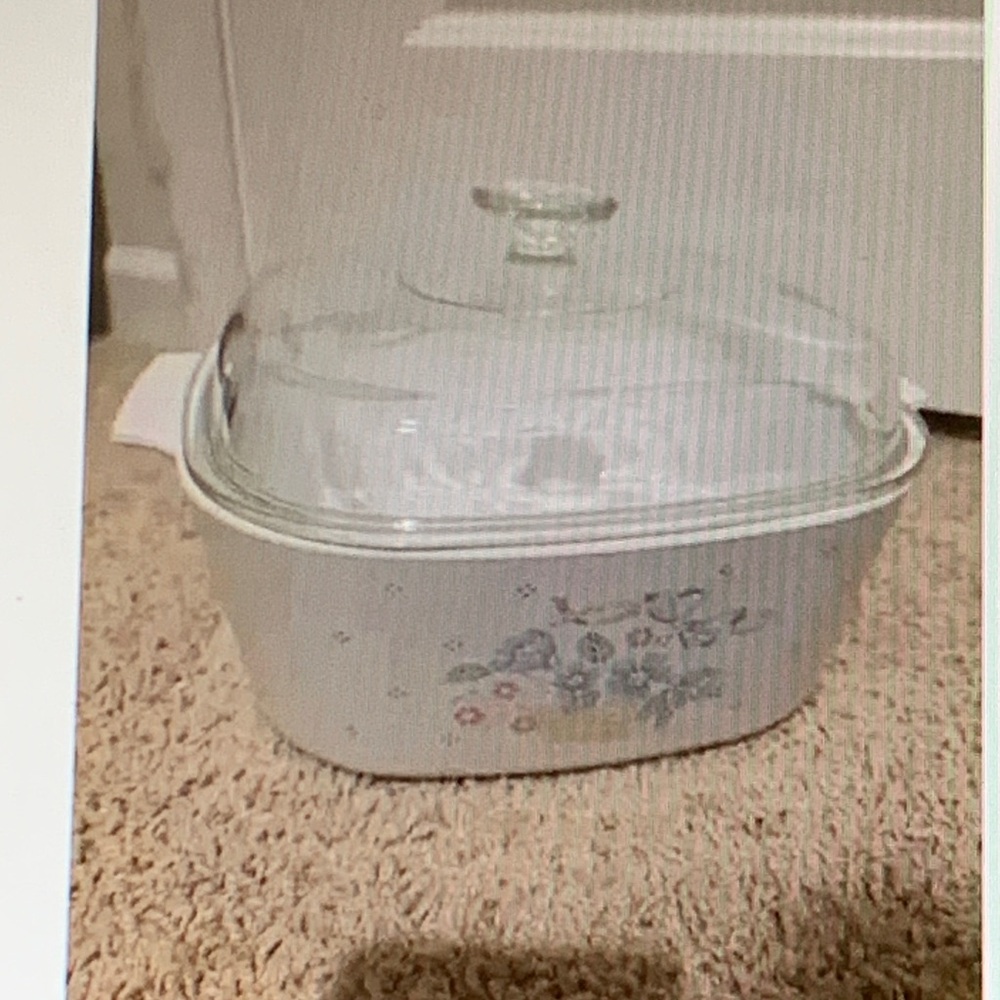 Corningware Floral White Casserole with Glass Lid
